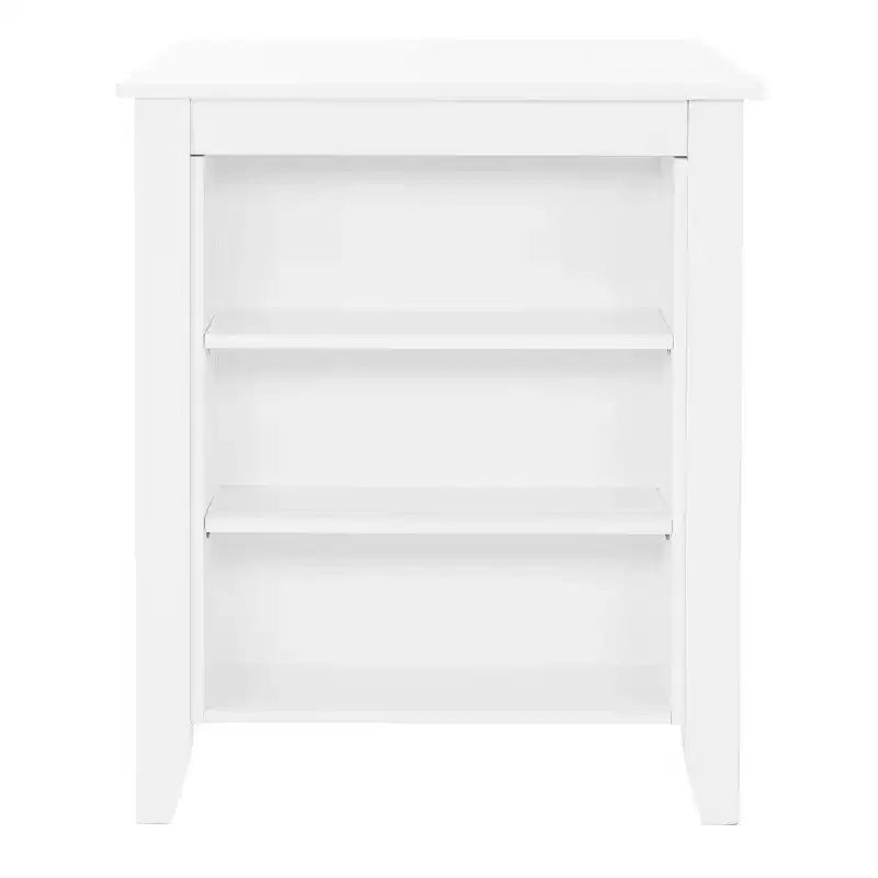 Solid Wood Counter Height Table | White | 36"H | 3 Shelves & Dual USB Charging