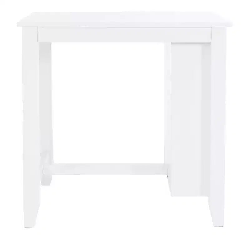 Solid Wood Counter Height Table | White | 36"H | 3 Shelves & Dual USB Charging