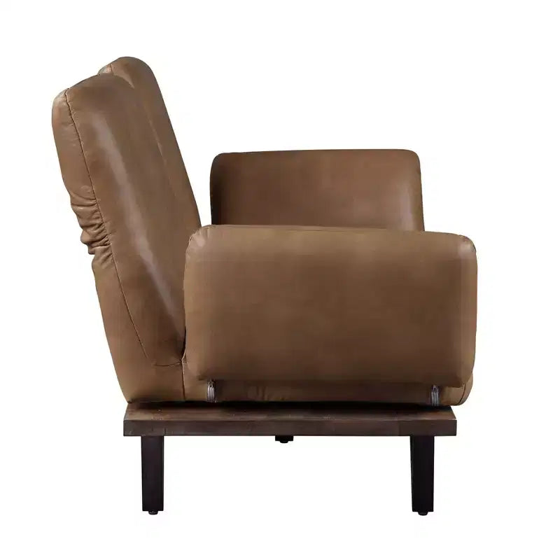 88" Swivel Top Grain Leather Sofa | Nutmeg | Adjustable Back & Arms | 2 Pillows