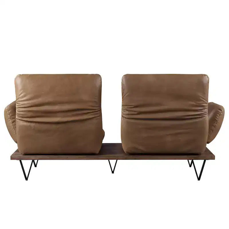 88" Swivel Top Grain Leather Sofa | Nutmeg | Adjustable Back & Arms | 2 Pillows