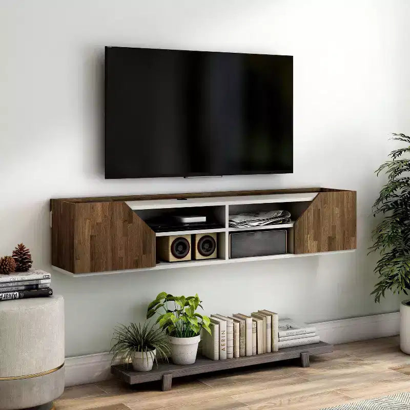 61" Floating Wall-Mount TV Stand for TVs up to 70" | 6 Shelves & Cable Mgmt
