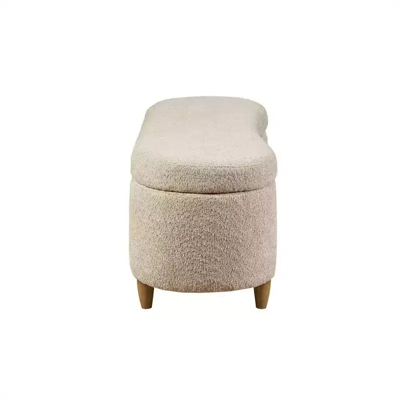 Boucle Flip Top Storage Bench | 48" | Taupe | Wood Legs | 400 lb Capacity