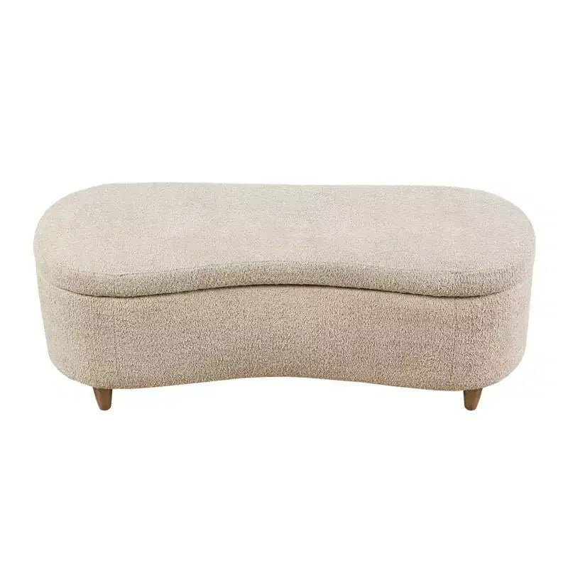 Boucle Flip Top Storage Bench | 48" | Taupe | Wood Legs | 400 lb Capacity