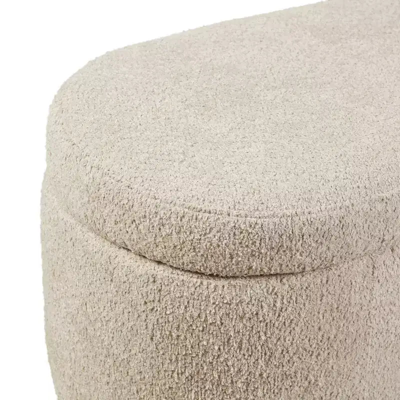 Boucle Flip Top Storage Bench | 48" | Taupe | Wood Legs | 400 lb Capacity