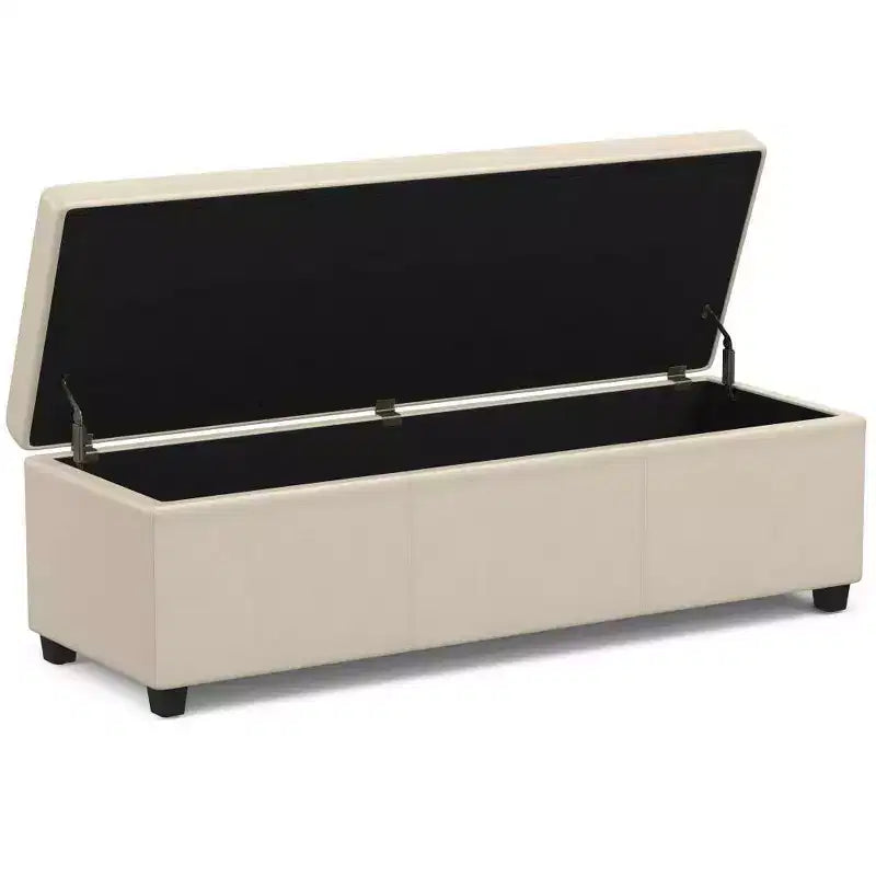 Extra Large Storage Ottoman Bench | Satin Cream | 54" Wide | 250 lb Capacity