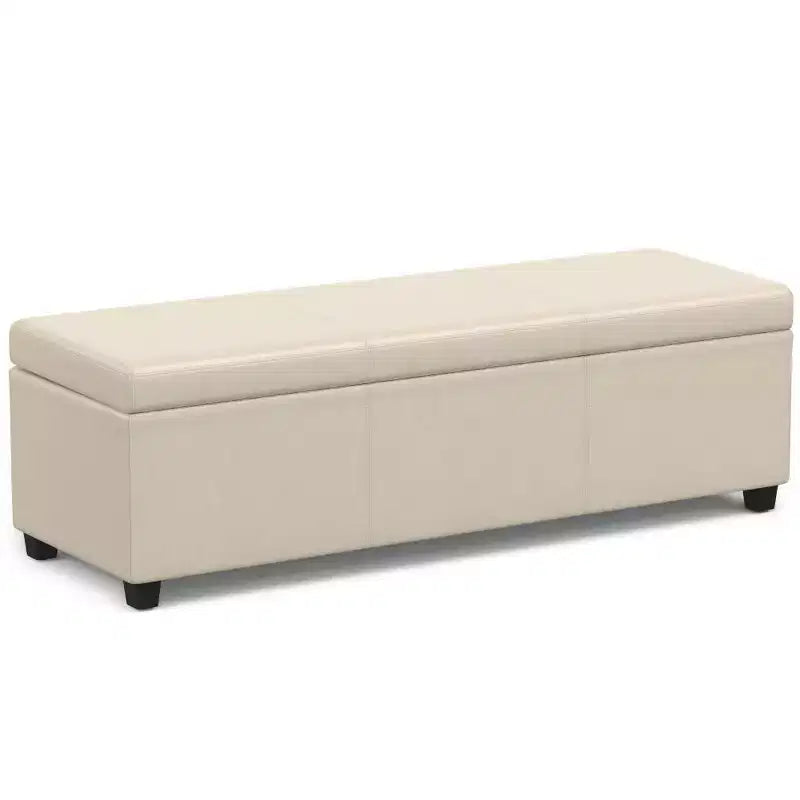 Extra Large Storage Ottoman Bench | Satin Cream | 54" Wide | 250 lb Capacity