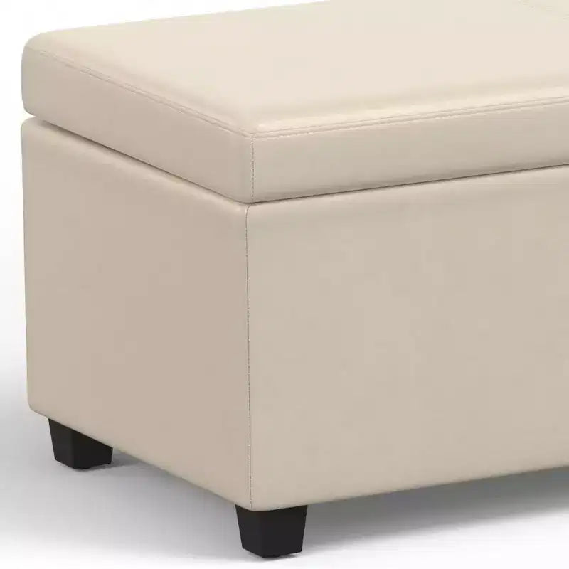 Extra Large Storage Ottoman Bench | Satin Cream | 54" Wide | 250 lb Capacity