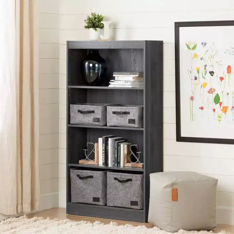 56" 4-Shelf Decorative Bookshelf | Gray Oak | Particle Board | 25 lb Per Shelf
