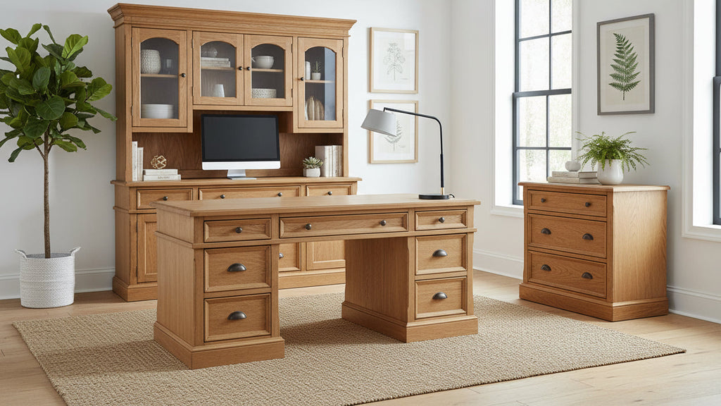 66" Double Pedestal Wood Office Desk | 4 Utility Drawers & 2 File Drawers
