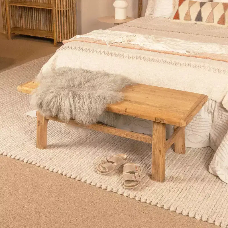 Reclaimed Elm Wood Coffee Table | Natural Finish | 45.25" Long | No Assembly