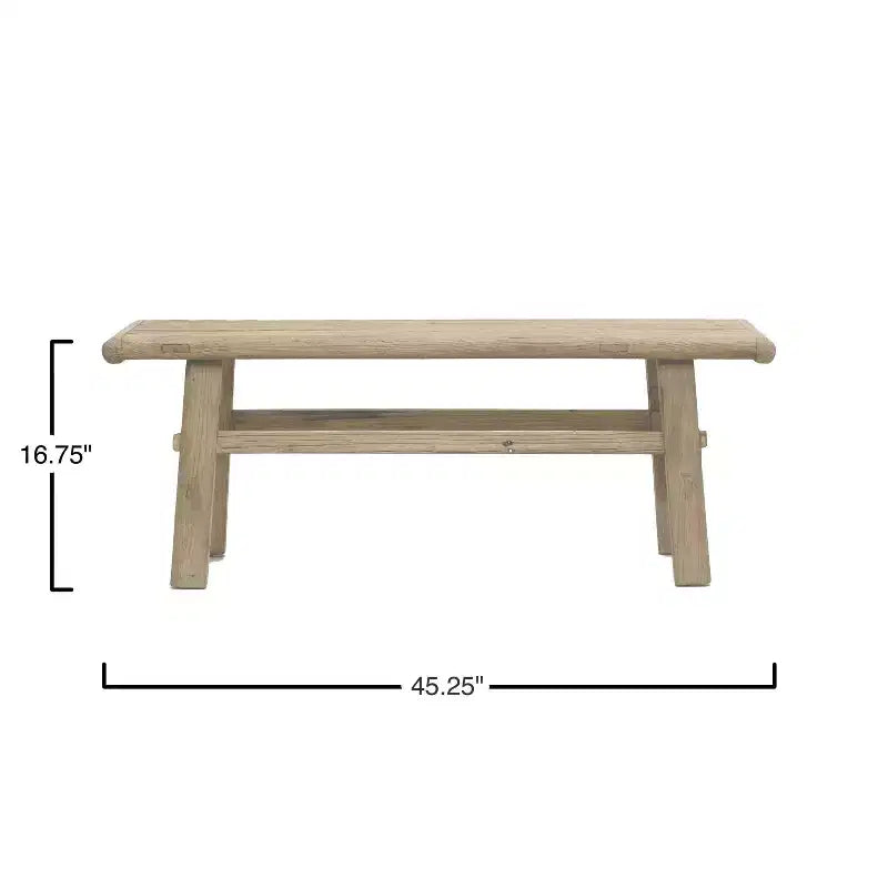 Reclaimed Elm Wood Coffee Table | Natural Finish | 45.25" Long | No Assembly