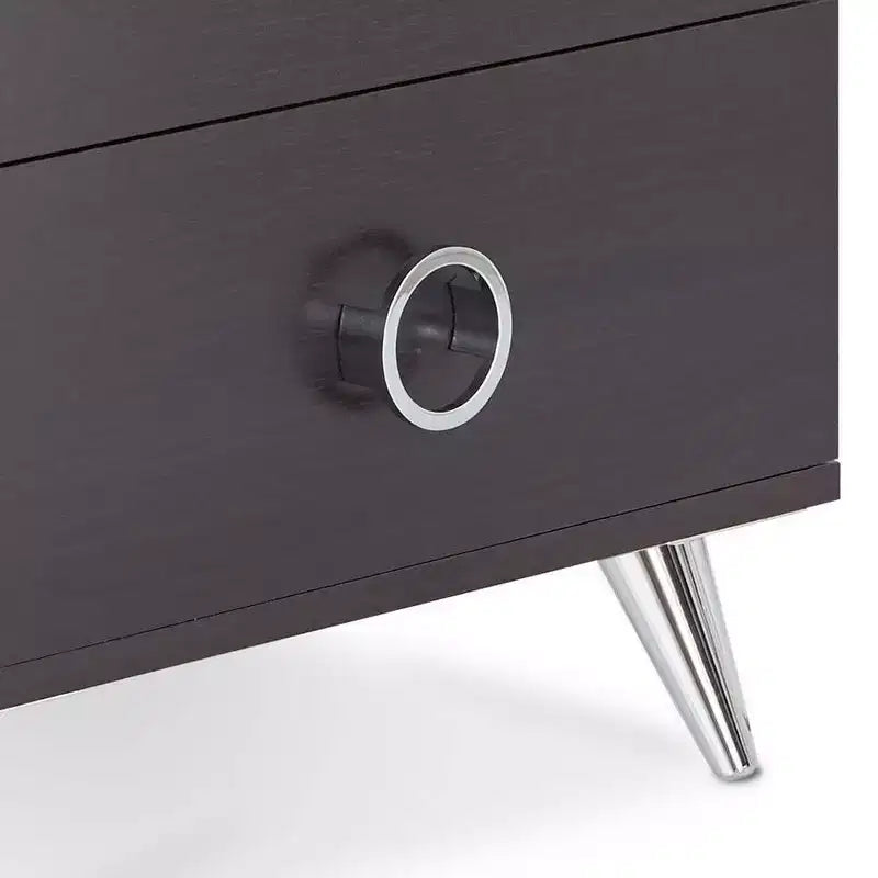 20" Accent Table | Espresso | MDF & Wood Veneer Top | 1 Drawer | Splayed Legs