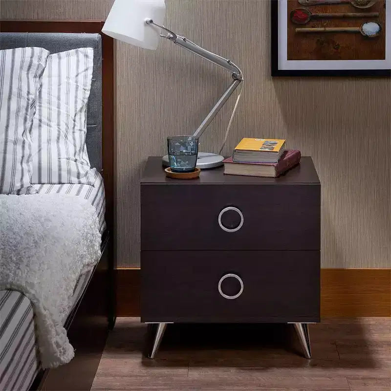 20" Accent Table | Espresso | MDF & Wood Veneer Top | 1 Drawer | Splayed Legs