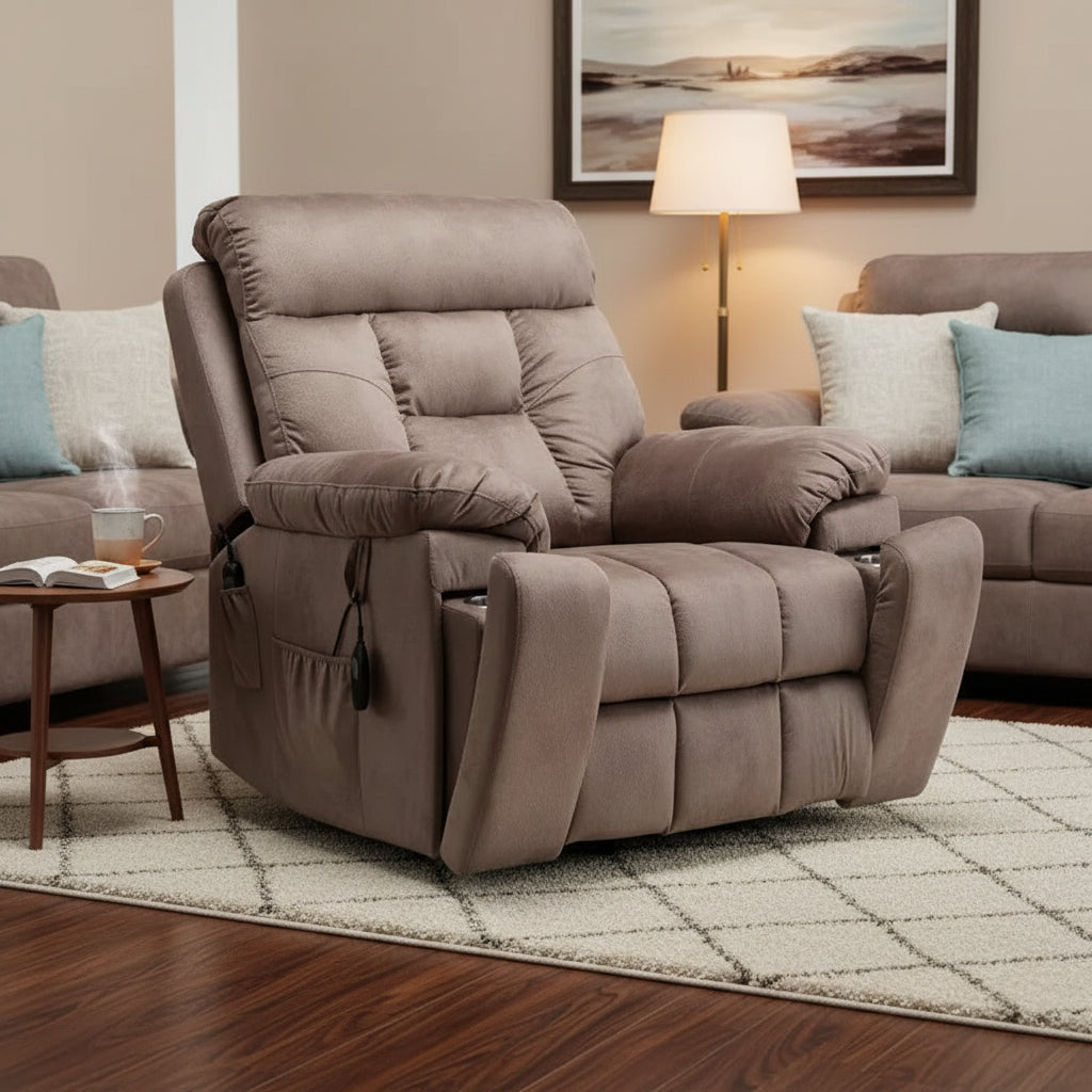 Electric Lift Massage Recliner With Heating Function And Side Pocket - ModernLuxe