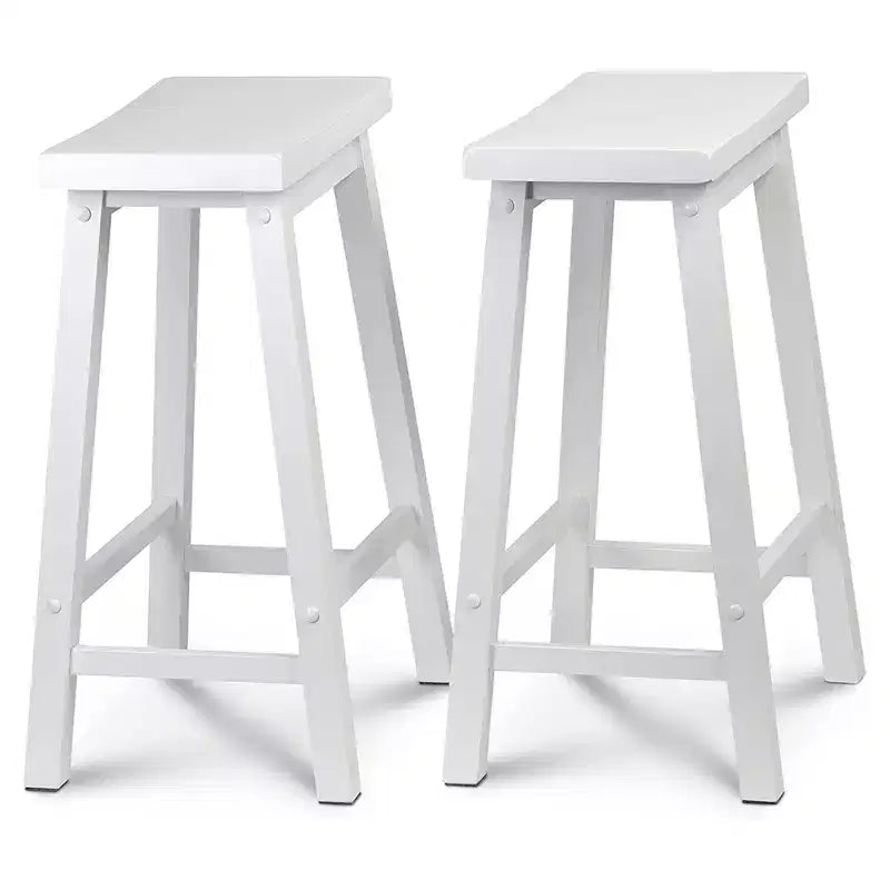 Classic Saddle Seat Counter Stool | 24" | White | Backless | 225 lb | Set of 8