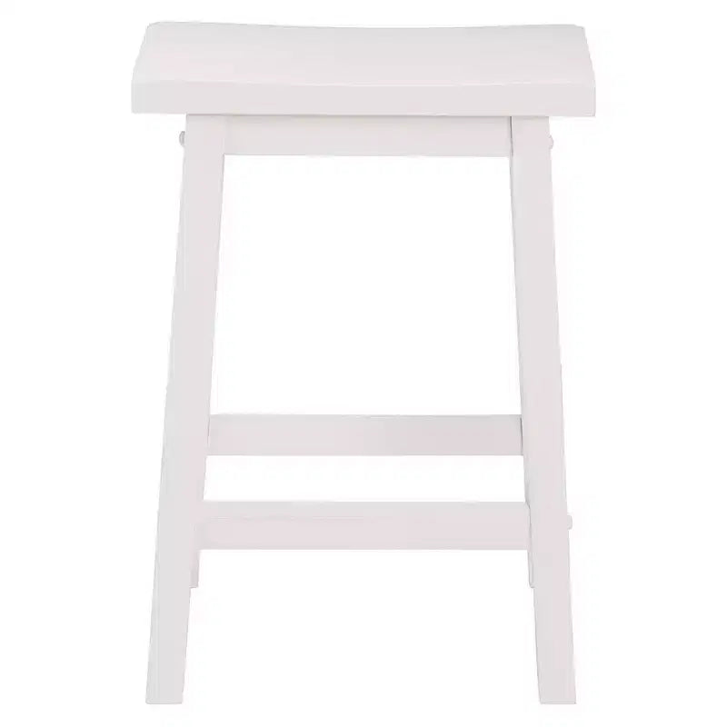 Classic Saddle Seat Counter Stool | 24" | White | Backless | 225 lb | Set of 8
