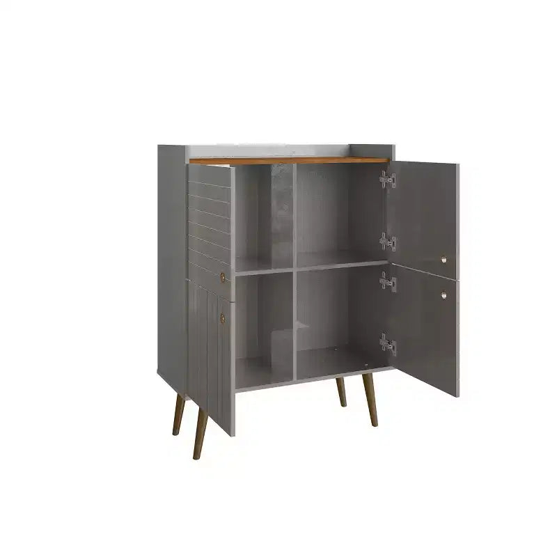 45.5" Mid-Century Modern 4-Shelf Accent Cabinet | 2 Doors | MDF