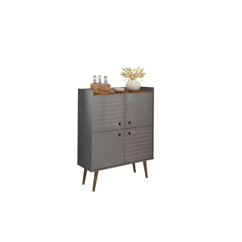 45.5" Mid-Century Modern 4-Shelf Accent Cabinet | 2 Doors | MDF