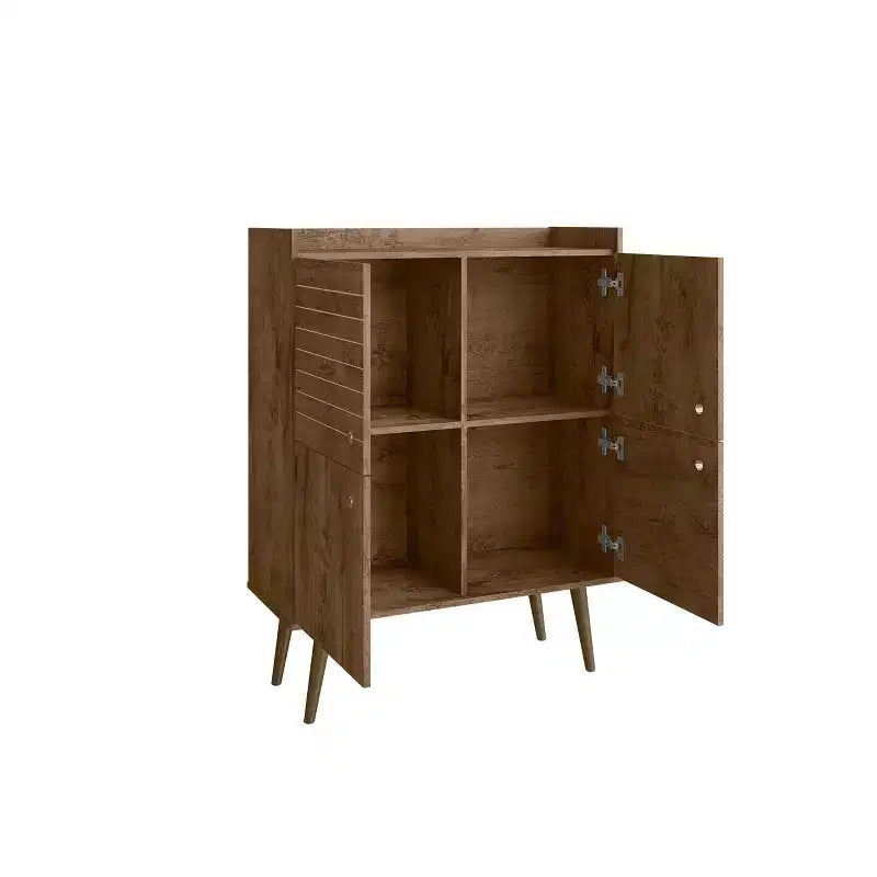 45.5" Mid-Century Modern 4-Shelf Accent Cabinet | 2 Doors | MDF