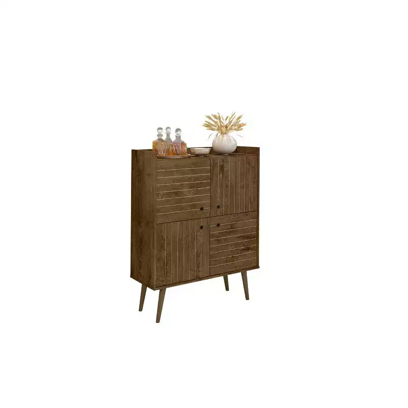 45.5" Mid-Century Modern 4-Shelf Accent Cabinet | 2 Doors | MDF