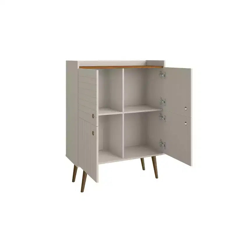 45.5" Mid-Century Modern 4-Shelf Accent Cabinet | 2 Doors | MDF