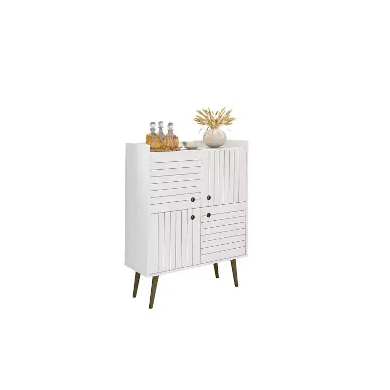 45.5" Mid-Century Modern 4-Shelf Accent Cabinet | 2 Doors | MDF