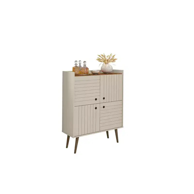 45.5" Mid-Century Modern 4-Shelf Accent Cabinet | 2 Doors | MDF