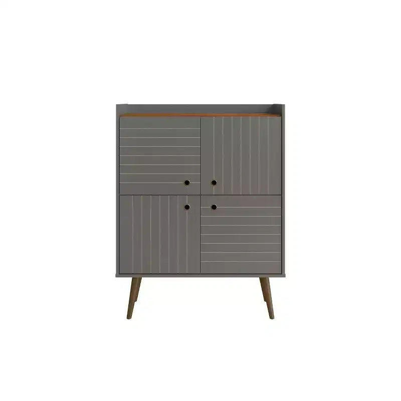 45.5" Mid-Century Modern 4-Shelf Accent Cabinet | 2 Doors | MDF