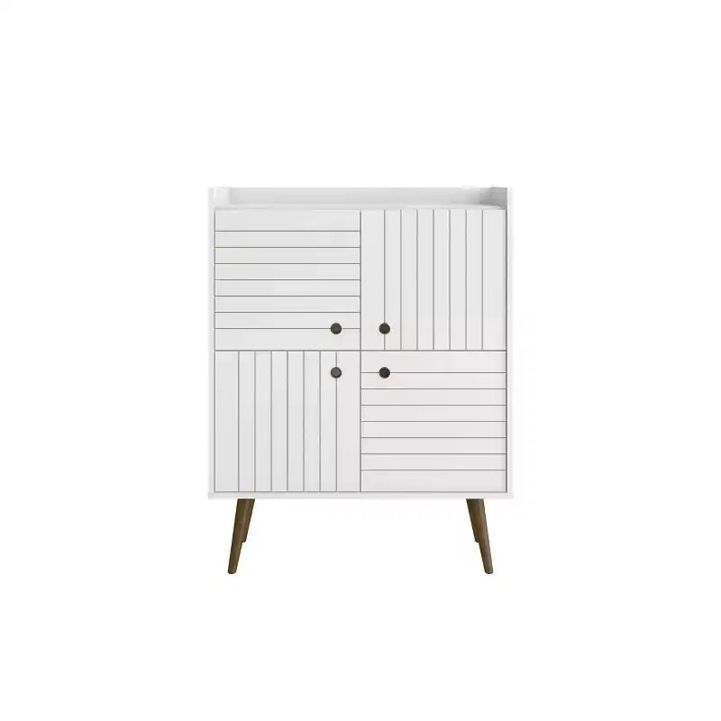 45.5" Mid-Century Modern 4-Shelf Accent Cabinet | 2 Doors | MDF