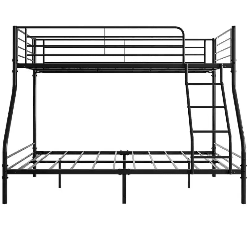 Twin-Over-Full Metal Bunk Bed | Ladder & Enhanced Guardrail | Black | 400 lb