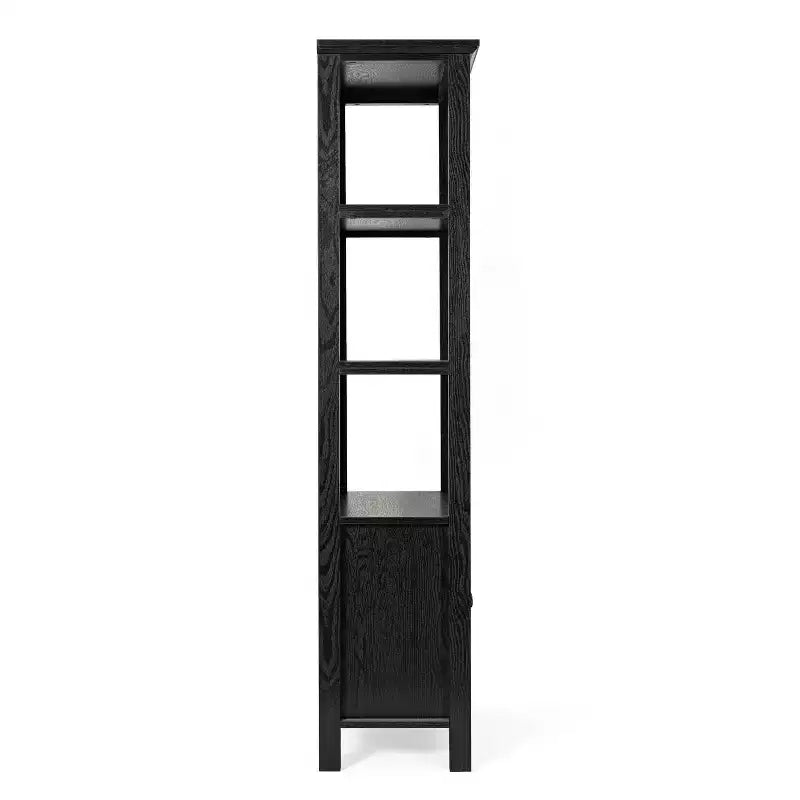 Modern Farmhouse Bookcase & Storage Cabinet | Tempered Glass Doors | 3 Shelves | 200 lb