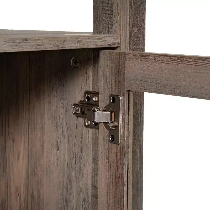 Modern Farmhouse Bookcase & Storage Cabinet | Tempered Glass Doors | 3 Shelves | 200 lb