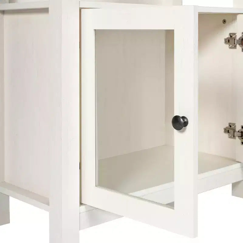 Modern Farmhouse Bookcase & Storage Cabinet | Tempered Glass Doors | 3 Shelves | 200 lb