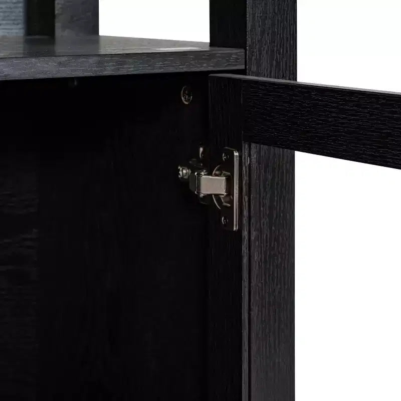 Modern Farmhouse Bookcase & Storage Cabinet | Tempered Glass Doors | 3 Shelves | 200 lb