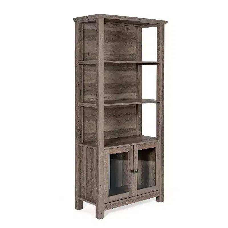 Bibliothèque et armoire de rangement de ferme moderne | Portes en verre trempé | 3 étagères | 90,7 kg