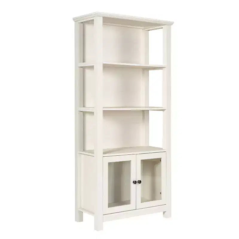 Bibliothèque et armoire de rangement de ferme moderne | Portes en verre trempé | 3 étagères | 90,7 kg