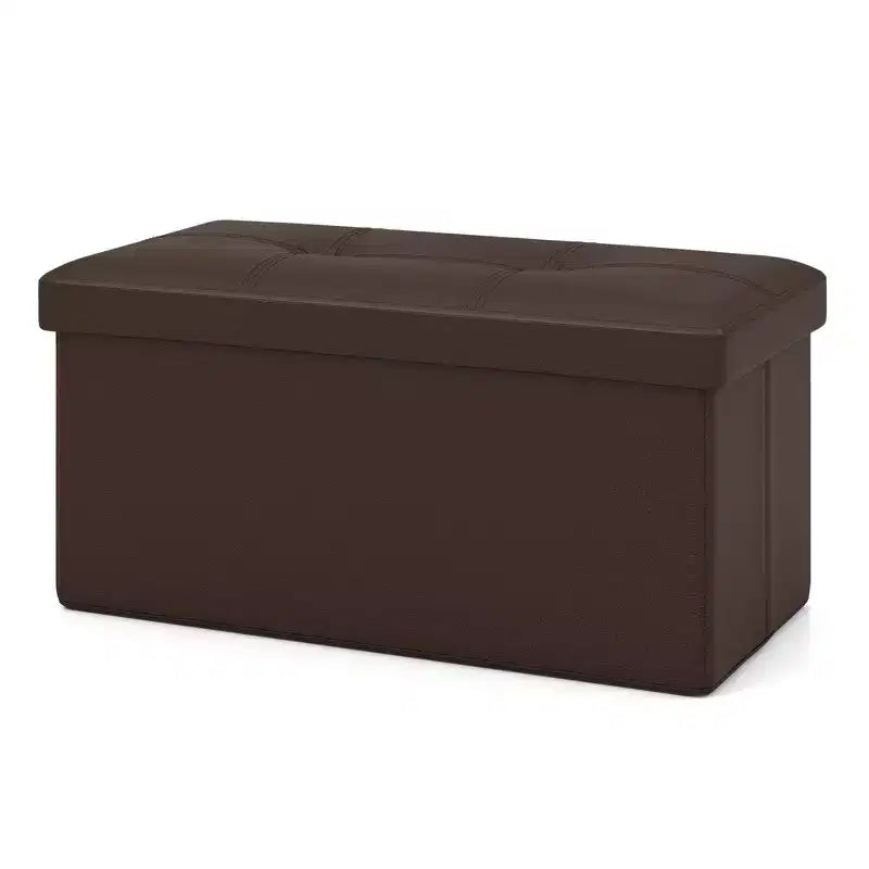 Folding Storage Ottoman | PVC Leather | 30" Rectangle | 330 lb | Footstool