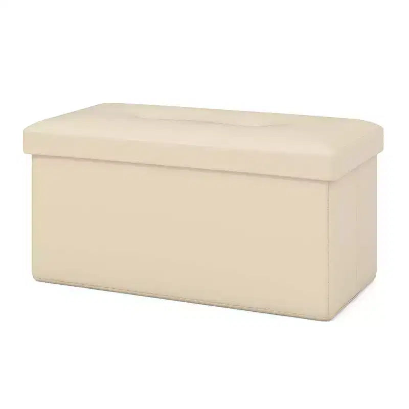 Folding Storage Ottoman | PVC Leather | 30" Rectangle | 330 lb | Footstool