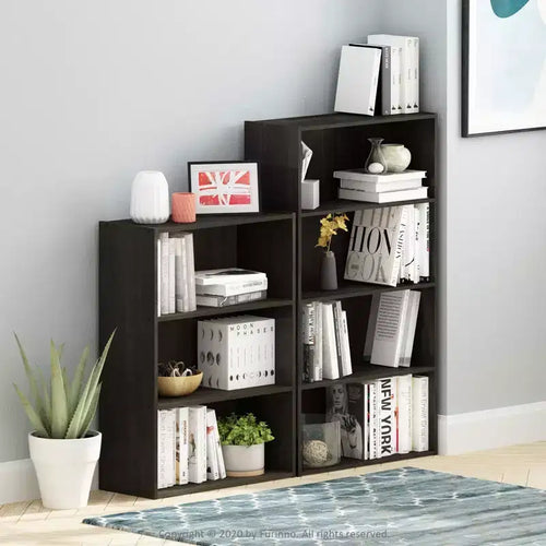 Bibliothèque ouverte 4 cubes | 105,9 cm H | Panneau de particules | Espresso