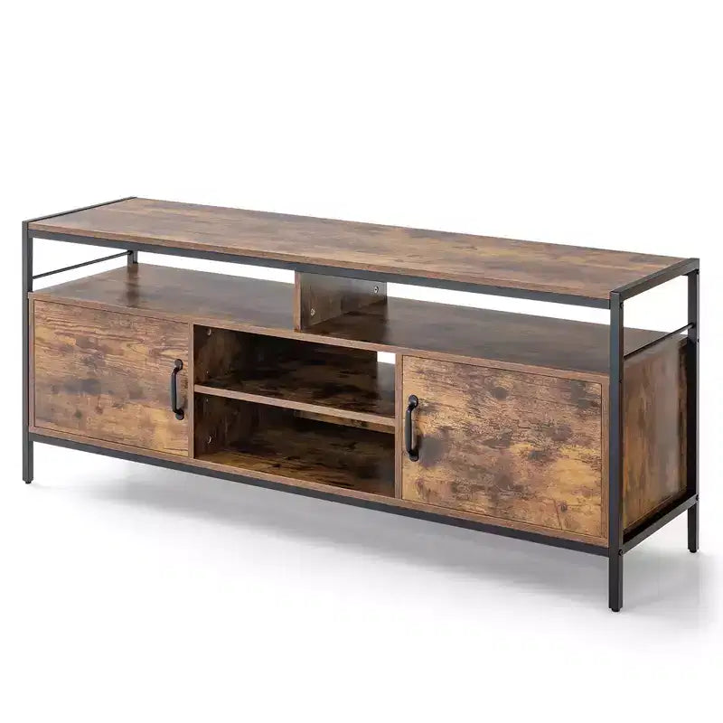 Industrial TV Stand for TVs up to 65" | 58" Wide | 2 Cabinets & Adjustable Shelf