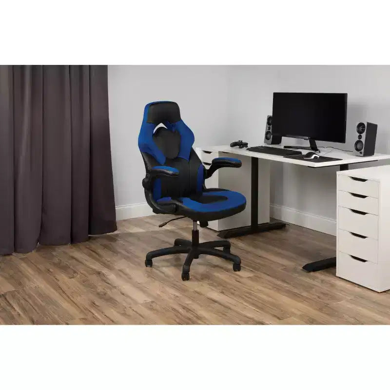 Ergonomic Gaming Chair | Flip-up Arms | Bonded Leather | 275 lb | 5-Year Warranty
