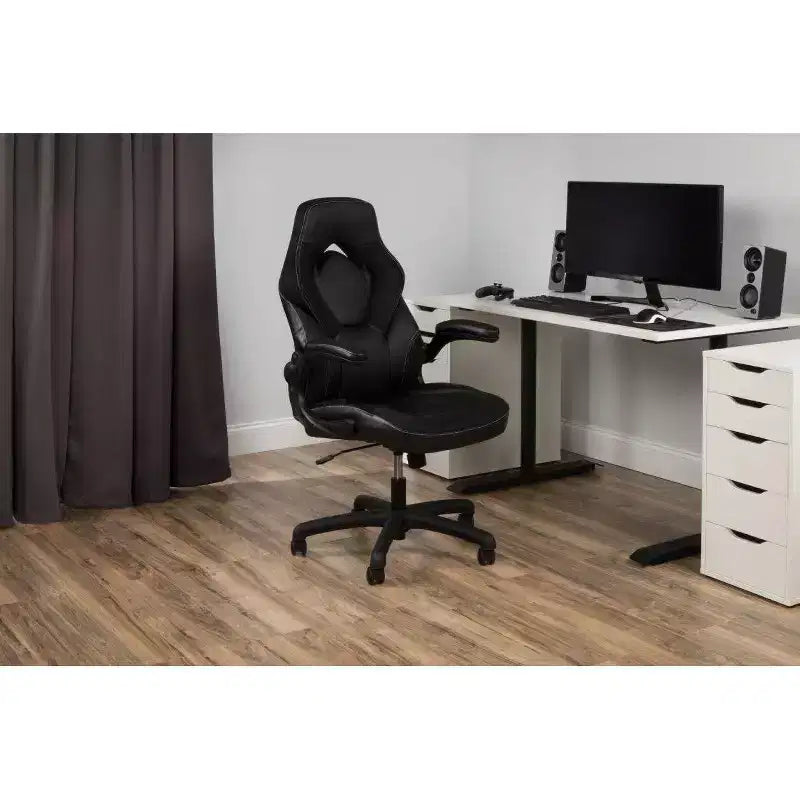 Ergonomic Gaming Chair | Flip-up Arms | Bonded Leather | 275 lb | 5-Year Warranty
