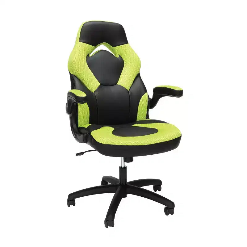 Ergonomic Gaming Chair | Flip-up Arms | Bonded Leather | 275 lb | 5-Year Warranty