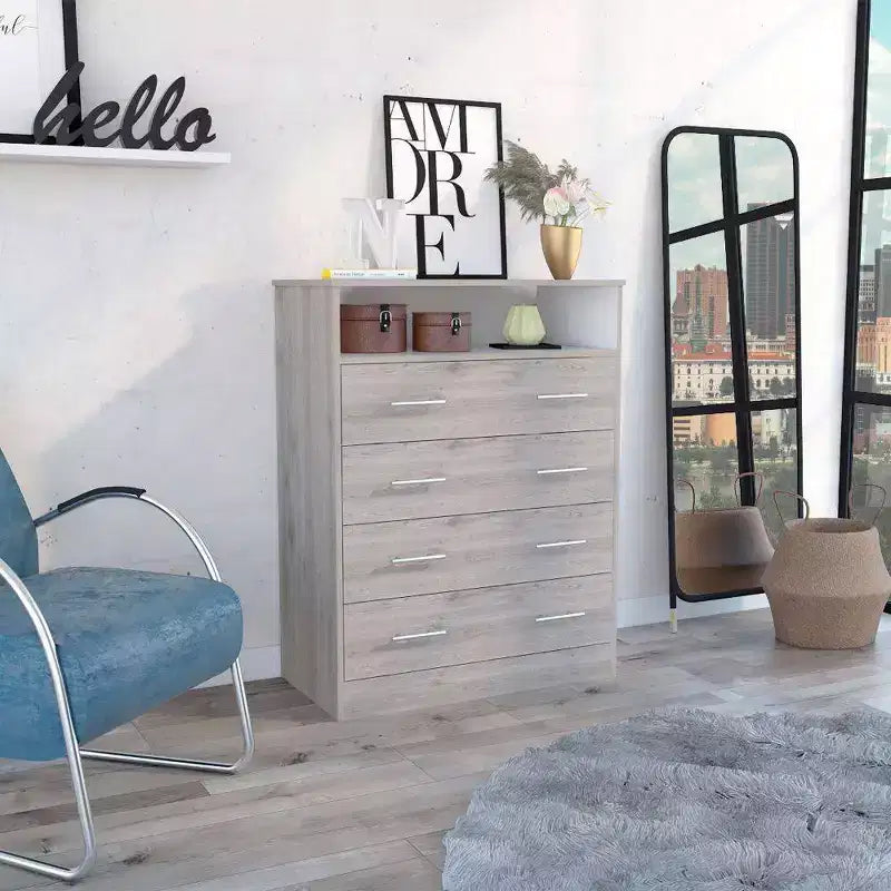 4-Drawer Dresser | 43"H | Wood Laminate | Anti-Tip Hardware Included