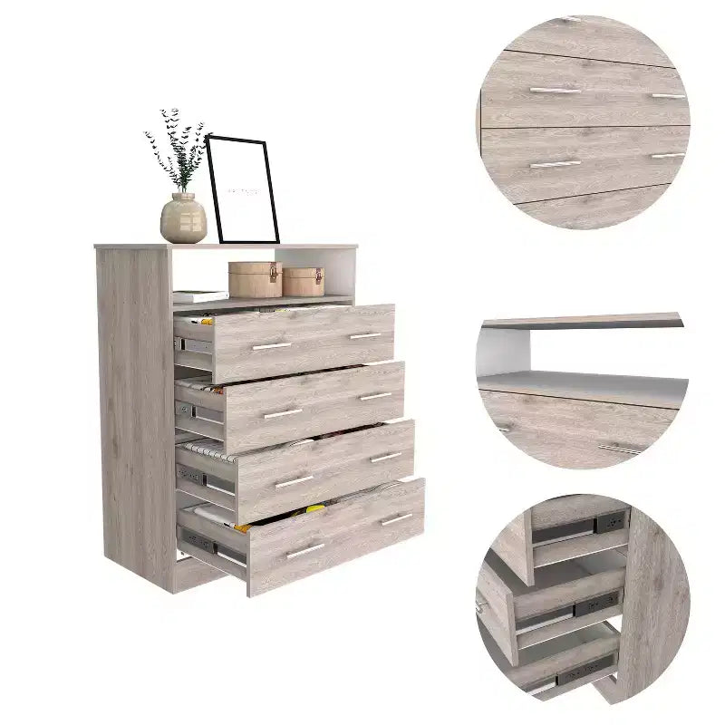 4-Drawer Dresser | 43"H | Wood Laminate | Anti-Tip Hardware Included