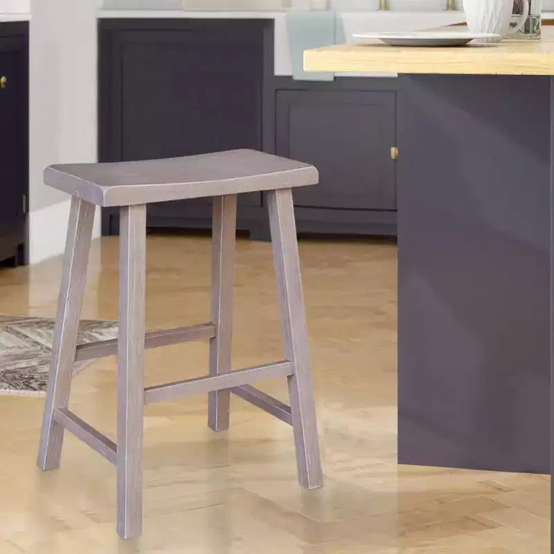 Saddle Seat Counter Height Stool | 24" | Rubberwood | Backless & Armless