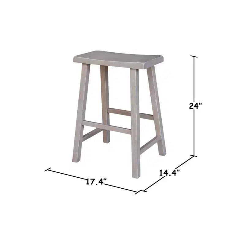 Saddle Seat Counter Height Stool | 24" | Rubberwood | Backless & Armless