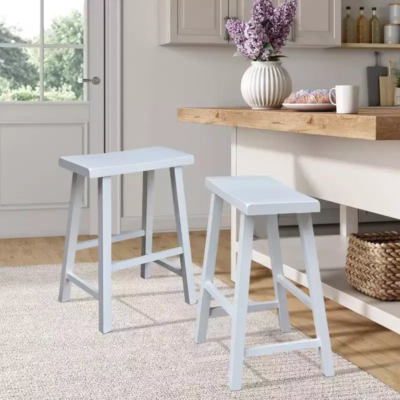 Saddle Seat Counter Height Stool | 24" | Rubberwood | Backless & Armless
