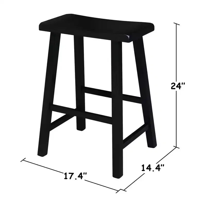 Saddle Seat Counter Height Stool | 24" | Rubberwood | Backless & Armless