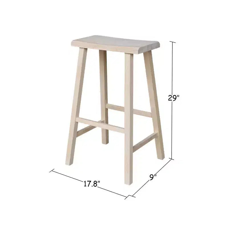 Saddle Seat Counter Height Stool | 24" | Rubberwood | Backless & Armless